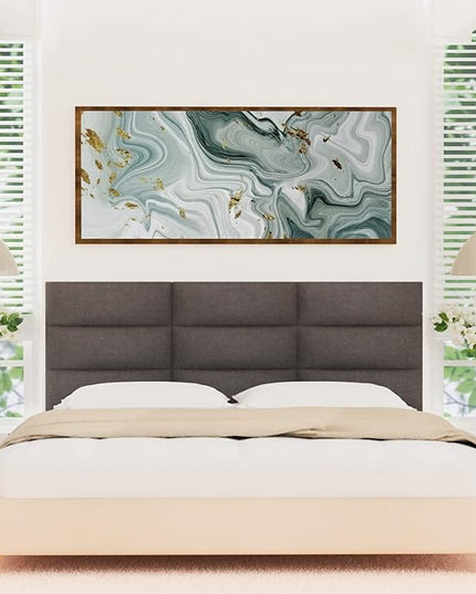 Tbfit Upholstered Wall Mounted Headboard, Soundproof Peel and Stick Headboards for Queen Size Bed, Dorm Tufted Floating Bed Headboard, Pack of 9 Panels Sized 10” x 24” (Charcoal Gray) - LeafyLoom
