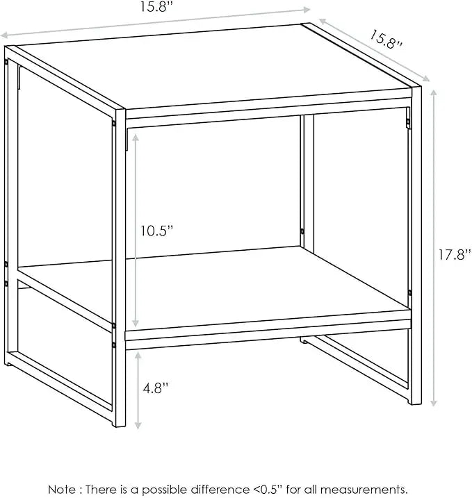 FURINNO Camnus Modern Living 2-Tier End Table, Columbia Walnut, 15.9 in x 15.75 in x 18 in - LeafyLoom
