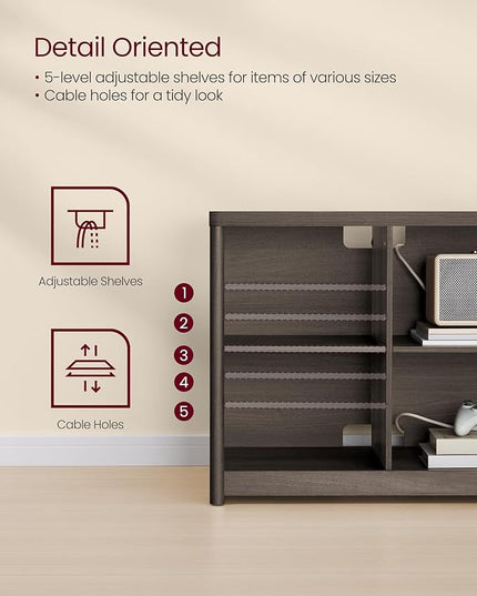VASAGLE TV Stand for TVs up to 75 Inches, Entertainment Center with Storage Shelves, TV Console Table, Easy to Assemble, TV Cabinet for Living Room, Bedroom, Chestnut Brown ULTV112K01 - LeafyLoom