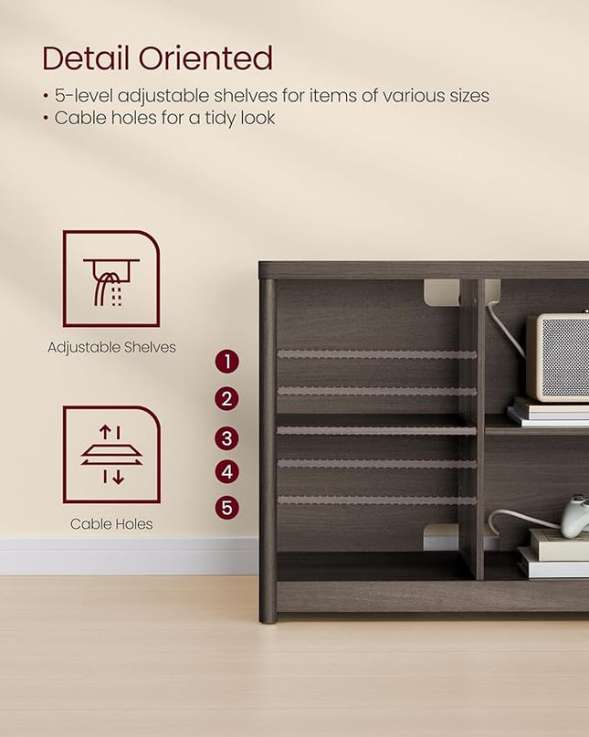 VASAGLE TV Stand for TVs up to 75 Inches, Entertainment Center with Storage Shelves, TV Console Table, Easy to Assemble, TV Cabinet for Living Room, Bedroom, Chestnut Brown ULTV112K01 - LeafyLoom