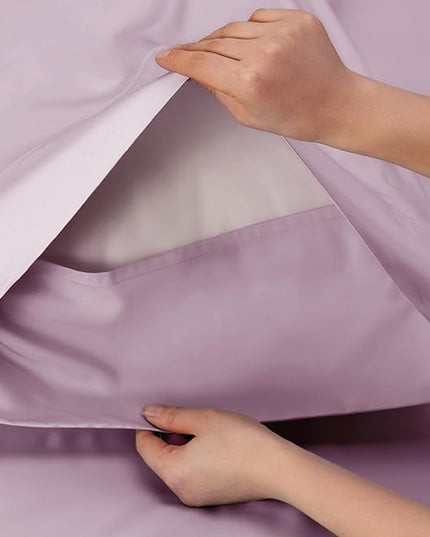 Bedsure King Size Sheet Set, Cooling Sheets King, Rayon Derived from Bamboo, Deep Pocket Up to 16", Breathable & Soft Bed Sheets, Hotel Luxury Silky Bedding Sheets & Pillowcases, Lavender - LeafyLoom