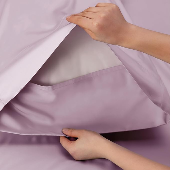 Bedsure King Size Sheet Set, Cooling Sheets King, Rayon Derived from Bamboo, Deep Pocket Up to 16", Breathable & Soft Bed Sheets, Hotel Luxury Silky Bedding Sheets & Pillowcases, Lavender - LeafyLoom