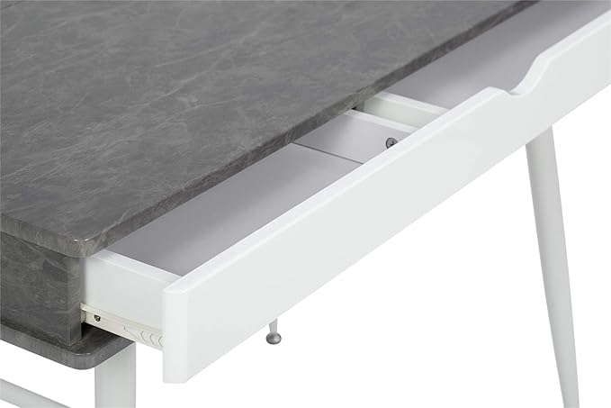 Calico Designs 51252 Alcove Modern Large Split Drawer in White/Cement Gray Desk with Storage, White/Cement Gray, White/Cement Gray - LeafyLoom