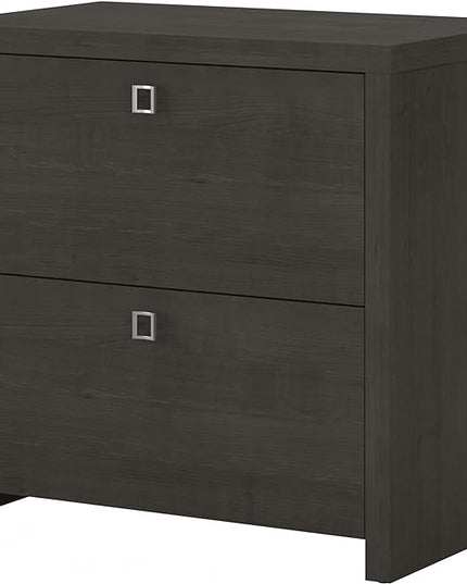 Bush Business Furniture Lateral Cabinet with Satin Silver Hardware | Echo Collection 2 Drawer Filing Unit for Home Office or Professional, 31W, Charcoal Maple - LeafyLoom