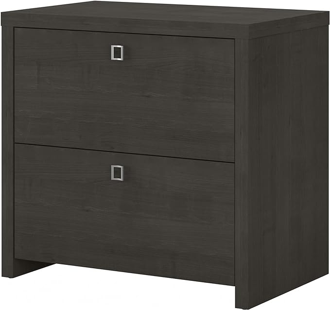 Bush Business Furniture Lateral Cabinet with Satin Silver Hardware | Echo Collection 2 Drawer Filing Unit for Home Office or Professional, 31W, Charcoal Maple - LeafyLoom