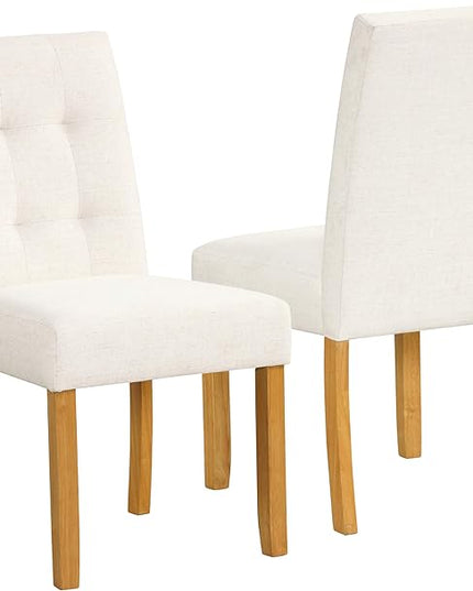 HomePop Classic Parsons Dining Chairs, Pack of 2, Ivory Textured Woven - LeafyLoom