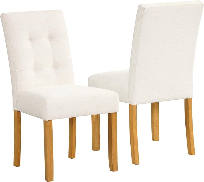 HomePop Classic Parsons Dining Chairs, Pack of 2, Ivory Textured Woven - LeafyLoom