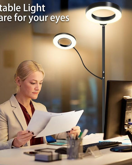 Modern 2 in 1 floor lamp RGB with reading lamp modern standing sofa Lamps Lighting 7 colors color changing rgbw smart WiFi APP remote control for Bedroom Living Room Gaming Reading Learning - LeafyLoom