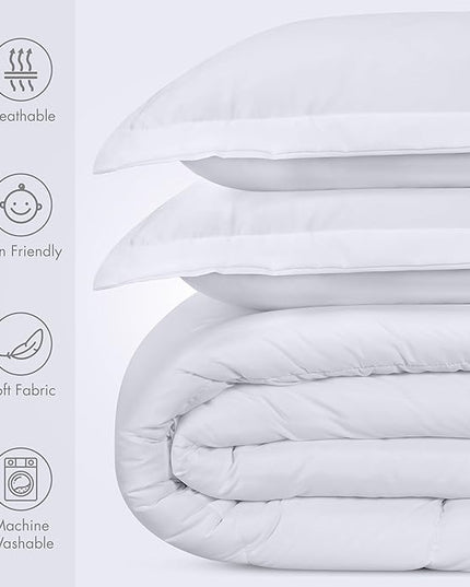 Utopia Bedding All Season White Comforter Set with 2 Pillow Cases, 3 Piece Soft Brushed Microfiber Kids Bedding Set for Boys/Girls, Machine Washable (Twin) - LeafyLoom