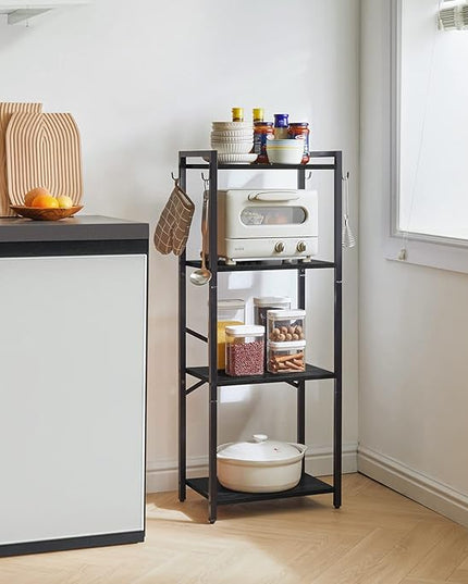 YMYNY Bookcase, 4-Tier Narrow Ladder Bookshelf, Freestanding Shelving Unit, Multifunctional Storage Rack, for Home Office Living Room Bedroom Kitchen, Plant Stand, Black, 44 * 16.9 * 11.4" UHBC004B - LeafyLoom
