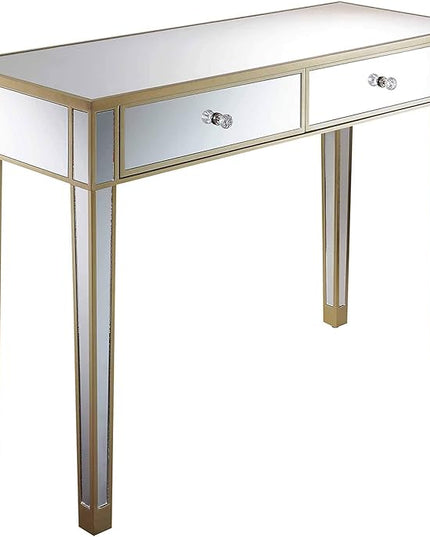 Convenience Concepts Gold Coast Desk, Champagne/Mirror - LeafyLoom