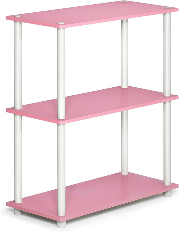 Furinno Turn-N-Tube 3-Tier Compact Multipurpose Shelf Display Rack, Pink/White - LeafyLoom
