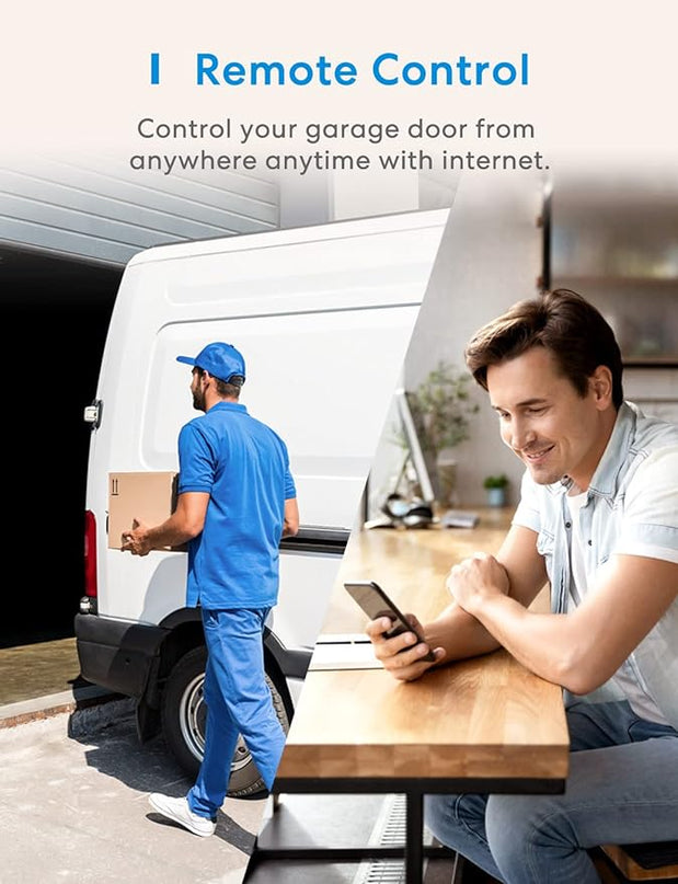 Smart WiFi Garage Door Opener Remote, App Control, Works with Alexa, Google Assistant and SmartThings, No Hub Needed meross