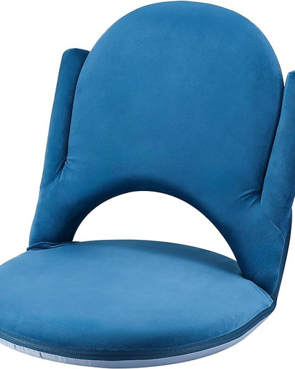 Nnewvante Floor Folding Chair Armrest, 42 Position Back Support Adjustable Floor Seat Washable Stackable Cushion for Class Meditation Playing Adults Kids,Ctystal Velvet Navy Blue - LeafyLoom