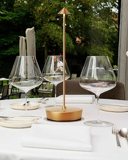 Cordless Table Lamp Rechargeable, LED Portable Outdoor Table Lamp Waterproof 6000mAh Battery Desk Lamp, 3 Color Stepless Dimming Table Light for Restaurant/Bedroom/Bar/Outdoor Party - LeafyLoom