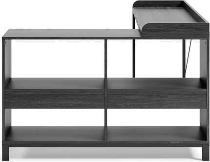 Signature Design by Ashley Yarlow Industrial Home Office L-Shaped Desk with Cube Storage, Black - LeafyLoom