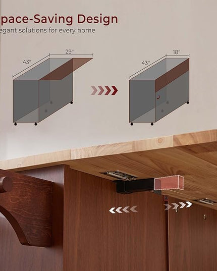54" Rolling Kitchen Island Cart with Storage, Large Kitchen Cart with Folding Drop Leaf Breakfast Bar, Wood Island Table for Kitchen with 3 Drawers and Spice Rack & Towel Rack, Rustic Brown - LeafyLoom