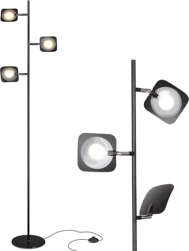 Brightech Tree Floor Lamp for Living Rooms & Offices, Dimmable Standing Lamp for Bedroom Reading, LED Spotlight Floor Lamp, Tall Lamp with Adjustable Panels for Minimal Space Use - Black - LeafyLoom
