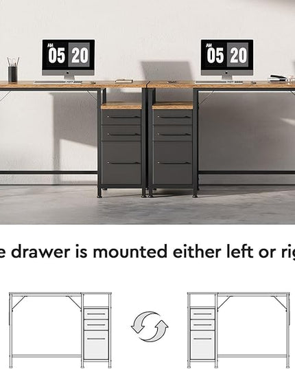 Ｍａｉｈａｉｌ Maihail Small Desk with Drawers, 40 inch Computer Desk with Shelves, Writing Desk with Storage, Small Office Desk with Metal Frame, Rustic Brown - LeafyLoom
