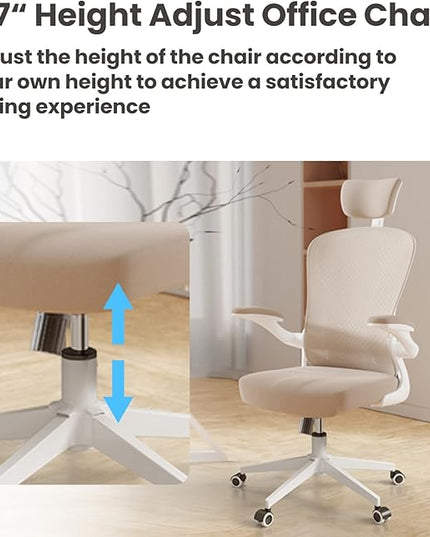 Ergonomic Office Chair - Comfy Desk Chairs with Wheels and Arms, 500LB Heavy Duty Mesh Computer Chairs with Comfortable Head Lumbar Back Support for Office, Bedroom, College Dorm and Study - LeafyLoom