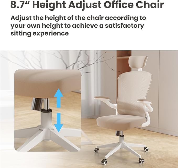 Ergonomic Office Chair - Comfy Desk Chairs with Wheels and Arms, 500LB Heavy Duty Mesh Computer Chairs with Comfortable Head Lumbar Back Support for Office, Bedroom, College Dorm and Study - LeafyLoom
