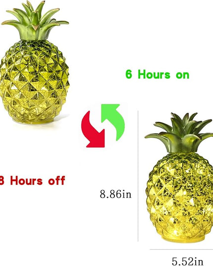 Life has light，Mercury Glass Pineapple lamp, Night Light with Timer, Glass Desk lamp for Bedroom, Dressing Table, Living Room, Children's Room, Coffee Table, Holiday Decoration, Gifts for Women. - LeafyLoom