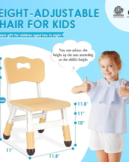 Kids Chair Height Adjustable Toddler Chair Max Load 220LBS Plastic Indoor Outdoor Chair for Children Age 1-6 School Home Daycare Use Burlywood - LeafyLoom