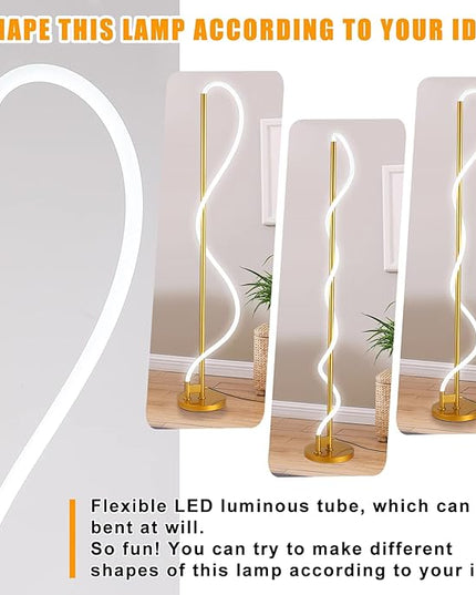 Modern LED Gold Floor Lamp, Flexible DIY Modeling Tall Standing Lamp, 35W/2700lm Ultra Bright White Light Corner Floor lamp for Bedroom, Living Room, Office - LeafyLoom