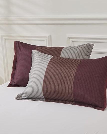 WONGS BEDDING Burgundy Comforter Set King, Reversible Burgundy Stripe Down Alternative Comforter for All Season,3 Pieces(1 Comforter+2 Pillowcases), Soft Microfiber Bedding Duvet Set 104”×90” - LeafyLoom