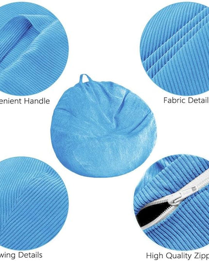 Bean Bag Chair Cover (No Filler) Stuffed Animal Storage Bean Bag Cover Pets Dogs/Cats Lazy Beds. Washable Ultra Soft Corduroy Stuffed for Organizing Plush Toys or Textile, Sack Bean Bag - LeafyLoom