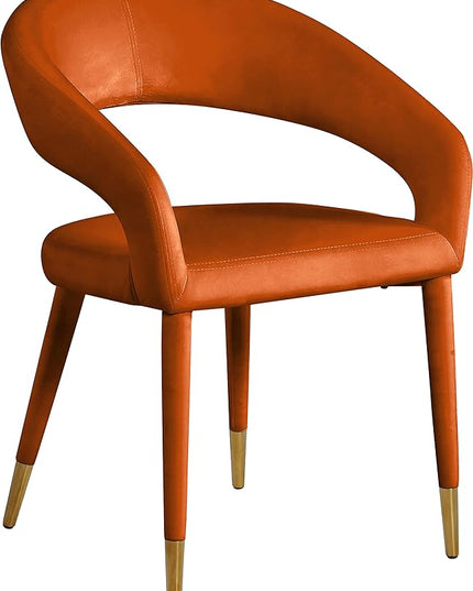 Meridian Furniture Destiny Collection Modern | Contemporary Velvet Upholstered Rounded Back Dining Chair, 23" W x 23" D x 31.5" H, Cognac - LeafyLoom