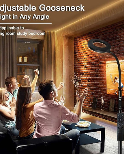 LED Reading Floor Lamp with Remote & Touch Control, Bright Adjustable Gooseneck Lamp for Living Room Bedroom Office, Eyelash Extensions tattooing Light,（Timer,2700K-6500K - LeafyLoom