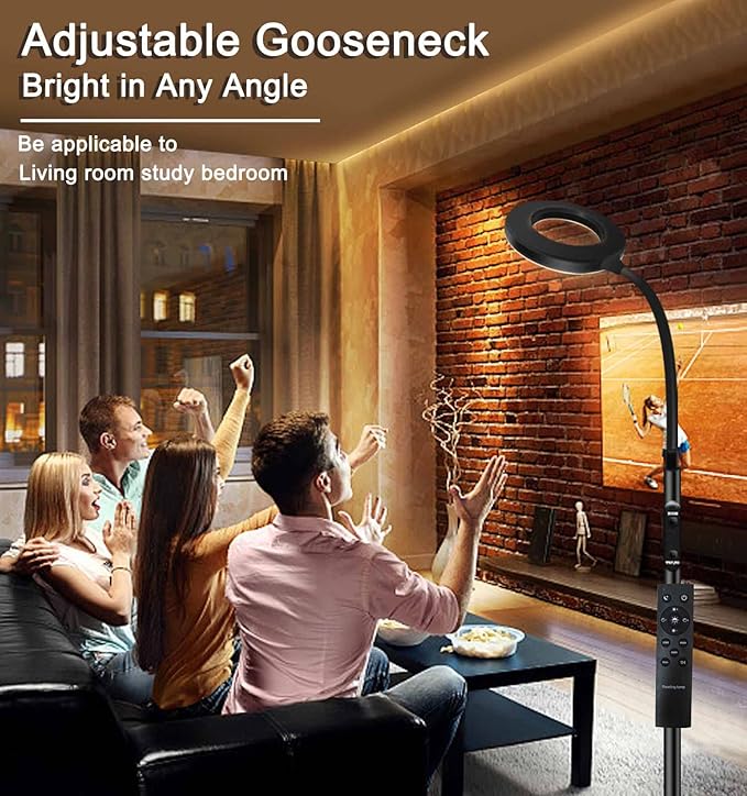 Sofa Standing lamp Floor lamp Side Reading Lamps 3-Color Tall Standing Pole Light with Remote for Live Stream Learning and Reading Living Room,Bed Room,Home Office - LeafyLoom