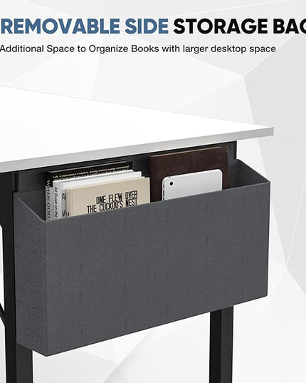 32 Inch Small Office Desk Modern Simple Style Writing Study Work Computer Table for Home Bedroom, White - LeafyLoom