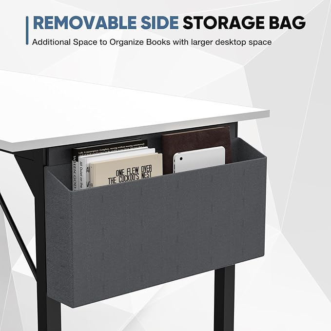 32 Inch Small Office Desk Modern Simple Style Writing Study Work Computer Table for Home Bedroom, White - LeafyLoom