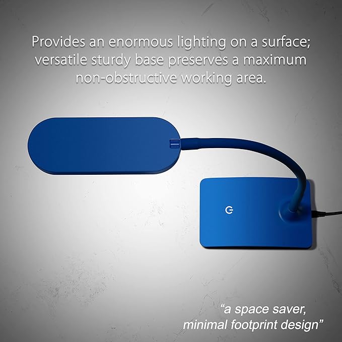 Blue Desk Lamps for Home Office - Super Bright Small Desk Lamp with USB Charging Port, a Perfect LED Desk Light as Study Lamp, Bedside Reading Lights - LeafyLoom