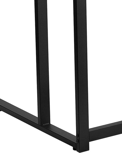 Flash Furniture Singleton Glass Desk with Black Pedestal Metal Frame - LeafyLoom