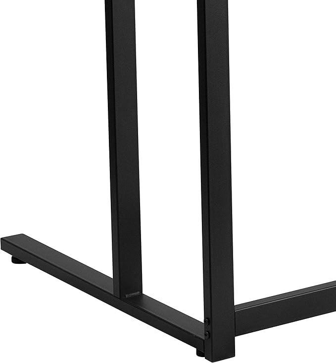 Flash Furniture Singleton Glass Desk with Black Pedestal Metal Frame - LeafyLoom