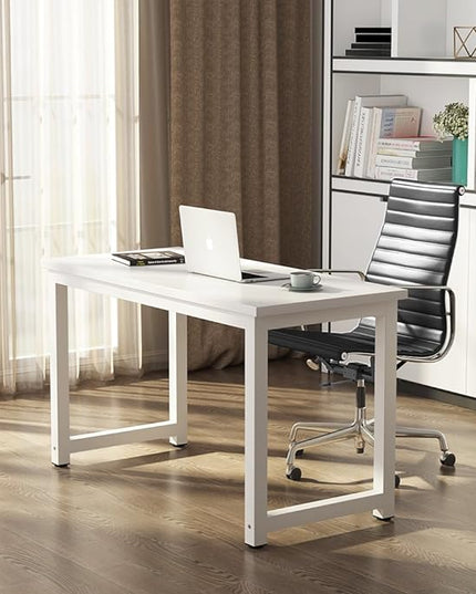 Tribesigns Modern Simple Computer Desk, 47 inch Office Desk Computer Table, Study Writing Study Desk for Home Office, White - LeafyLoom
