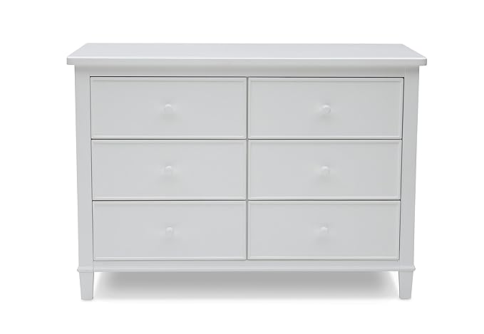 Delta Children Fancy 4-in-1 Convertible Crib and 6 Drawer Dresser Bundle, Bianca White - LeafyLoom