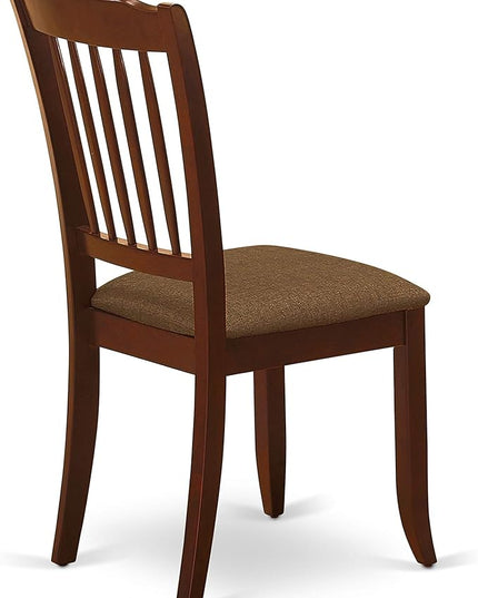 East West Furniture HLDA5-MAH-C 5 Piece Kitchen Table Set for 4 Includes a Round Dining Room Table with Pedestal and 4 Linen Fabric Upholstered Dining Chairs, 42x42 Inch, Mahogany - LeafyLoom