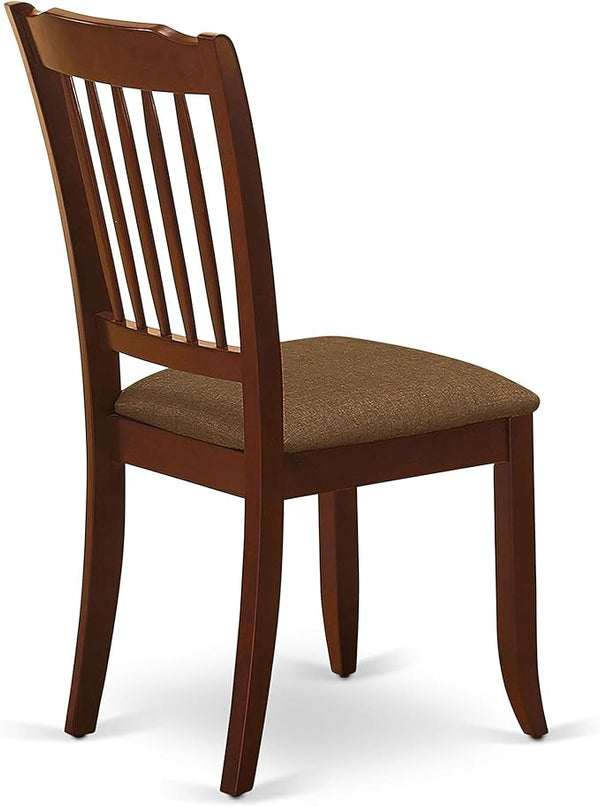 East West Furniture HLDA5-MAH-C 5 Piece Kitchen Table Set for 4 Includes a Round Dining Room Table with Pedestal and 4 Linen Fabric Upholstered Dining Chairs, 42x42 Inch, Mahogany - LeafyLoom