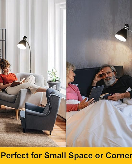 Adjustable Gooseneck Floor Lamp Black,Floor Reading Lamp for Bedroom, Grow Light for Indoor Plants. Minimalist Standing Lamp & Small Task Floor Light… - LeafyLoom