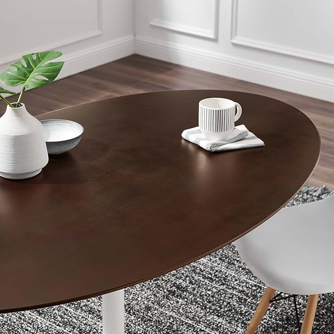 Modway Lippa Dining Table, 60", White Cherry Walnut - LeafyLoom