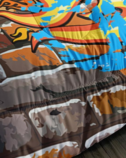 Axolotl Quad Bike Bedding Set Full,Dirt Bike Comforter Set,Extreme Sports Bedding Set,Sports Theme Comforter Set,Tractor Truck Bedding,Motorcycle Comforter for Kids Boys Teens,1 Quilt 2 Pillowcases - LeafyLoom