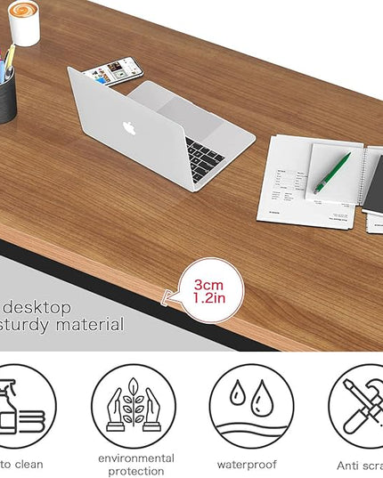 Large Table 24x55 inches Writing Computer Desk Modern Simple Study Desk Industrial Style Laptop Table for Home Office Brown Notebook Desk - LeafyLoom
