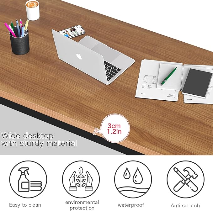 Large Table 24x55 inches Writing Computer Desk Modern Simple Study Desk Industrial Style Laptop Table for Home Office Brown Notebook Desk - LeafyLoom
