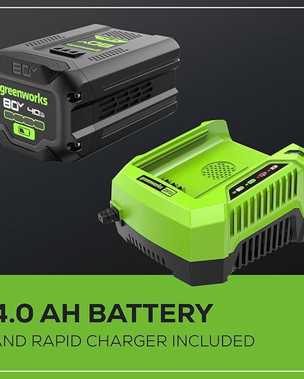 Greenworks 80V 770 CFM Cordless Leaf Blower, 4.0Ah Battery and Rapid Charger - LeafyLoom