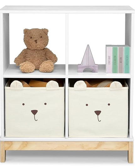 Delta Children babyGap Graham 4-in-1 Convertible Crib with Storage Drawer + Brannan Bear Bookcase with Bins + Brannan Bear Wall Shelf with 4 Hooks, Bianca White (Bundle) - LeafyLoom