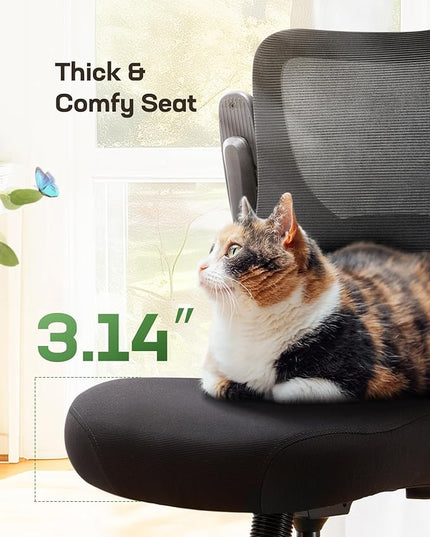 Marsail Office Chair Ergonomic Desk Chair with 3 Ways PU Armrests and Adjustable Lumbar Support Breathable Mesh Computer Chair Executive Rolling Swivel Comfy Task Chair for Home Office Gaming - LeafyLoom